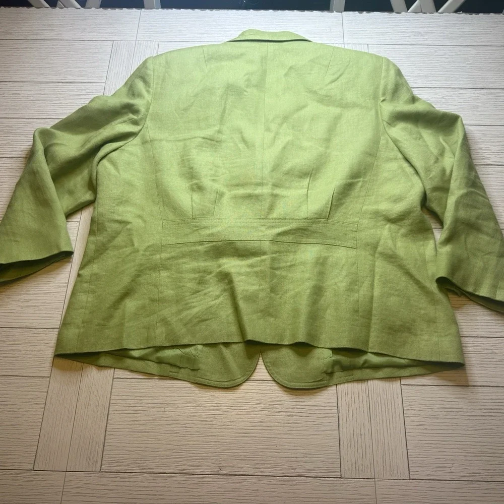 Talbots Lime Green Irish Linen Lined Blazer Women'sButton Front‎ Pockets Sz 18W